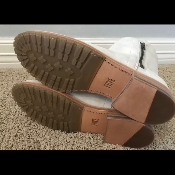 FRYE Natalie Double Zip Ivory Leather Flat Boots - Picture 5 of 5